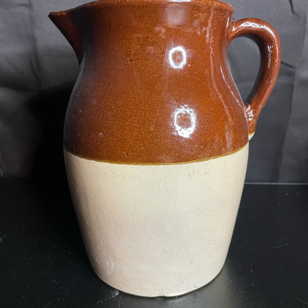 Artistic Brown and Cream Ceramic Jug with Rustic Charm